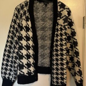 NWOT Black and White Houndstooth Cardigan Sweater